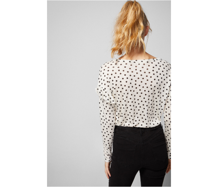 Springfield AW18 Dotted Long Sleeve T-Shirt Small For Women - White and Black - Zoom Image 3