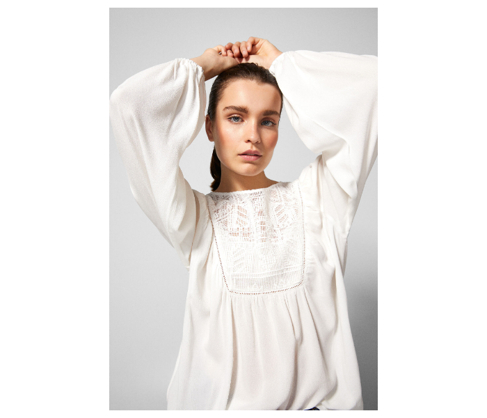 Springfield AW18 Long Sleeve Printed Blouse EU 40 For Women - White - Zoom Image 1