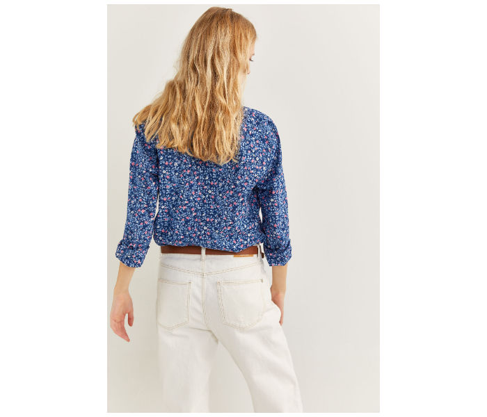 Springfield SS20 Long Sleeve Floral Blouse With Button Closure EU 38 For Women - Blue and Pink - Zoom Image 3