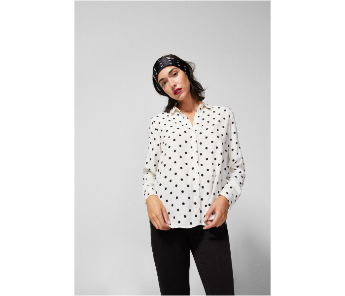 Springfield AW18 Long Sleeve Polka Dotted Blouse EU 42 For Women - Black and White - Zoom Image 1