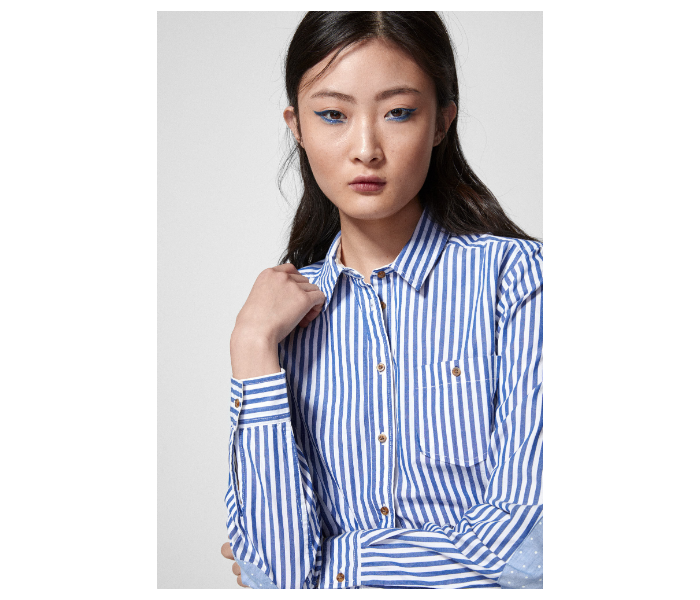 Springfield SS19 Long Sleeve Striped Blouse EU 40 For Women - Blue and White - Zoom Image 4