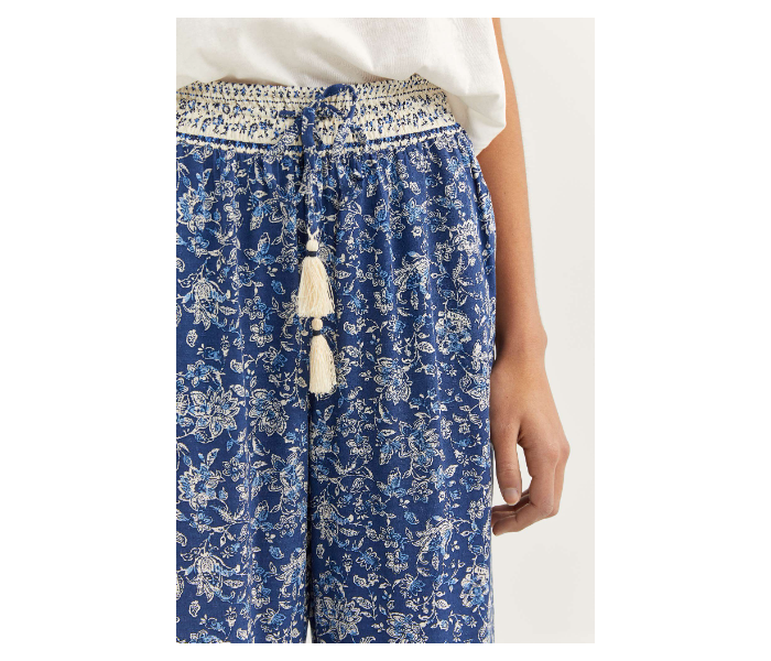 Springfield SS20 Printed Cotton Fancy Pant EU 42 For Women - Blue and White - Zoom Image 3