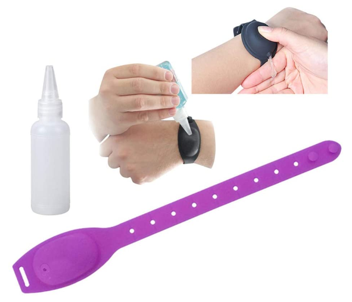 Portable 10 ml Hand Sanitizer Dispensing Wristband Bracelet Wearable Hand Dispenser Portable Silicone Travel Refillable - Purple - Zoom Image 1