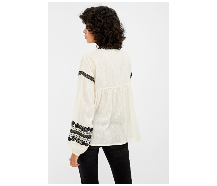 Springfield AW19 Regular Fit Long Sleeve Blouse EU 40 For Women - Ivory Black - Zoom Image 2