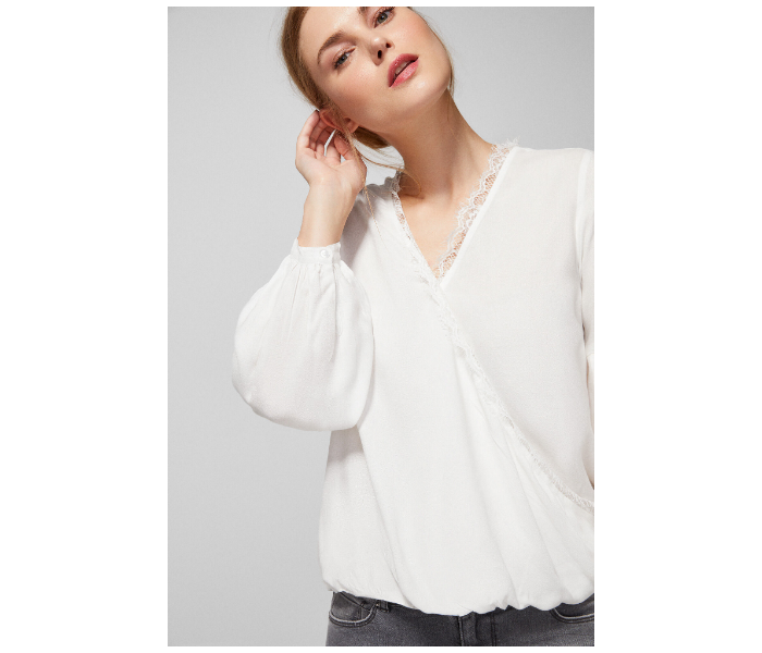 Springfield AW18 Long Sleeve Plain Blouse EU 36 For Women - White - Zoom Image 1