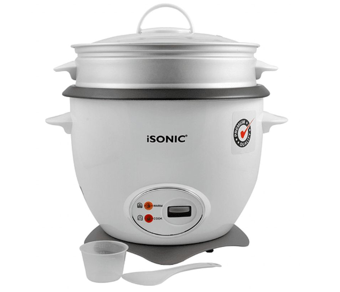 Isonic IRC761 1.8 Litre Automatic Rice Cooker With Glass Lid - White - Zoom Image