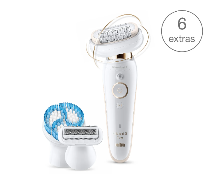 Braun SES9010 Wet and Dry Epilator with 6 Extras - White - Zoom Image 1