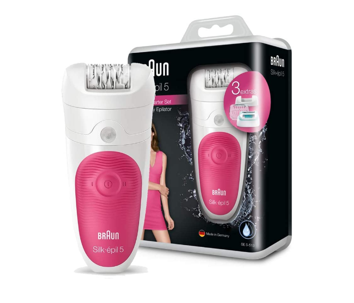 Braun SE5513 Wet and Dry Cordless Epilator - White and Pink - Zoom Image 1