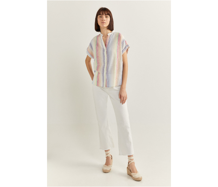 Springfield SS20 Striped Short Sleeve Blouse EU 38 For Women - Blue and Pink - Zoom Image 3