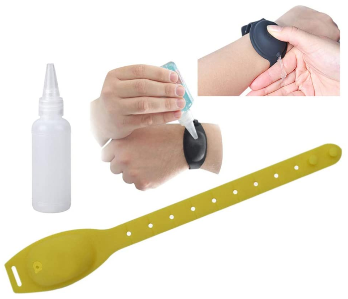 Portable 10 ml Hand Sanitizer Dispensing Wristband Bracelet Wearable Hand Dispenser Portable Silicone Travel Refillable - Yellow - Zoom Image 1