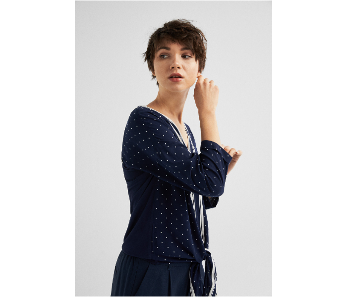 Springfield SS19 Long Sleeve Printed Dott Blouse EU 38 For Women - Dark Blue - Zoom Image 4