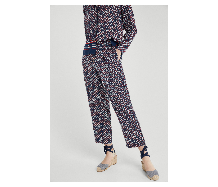 Springfield SS19 Checked Cotton Fancy Pant EU 38 For Women - Brown and Blue - Zoom Image 3