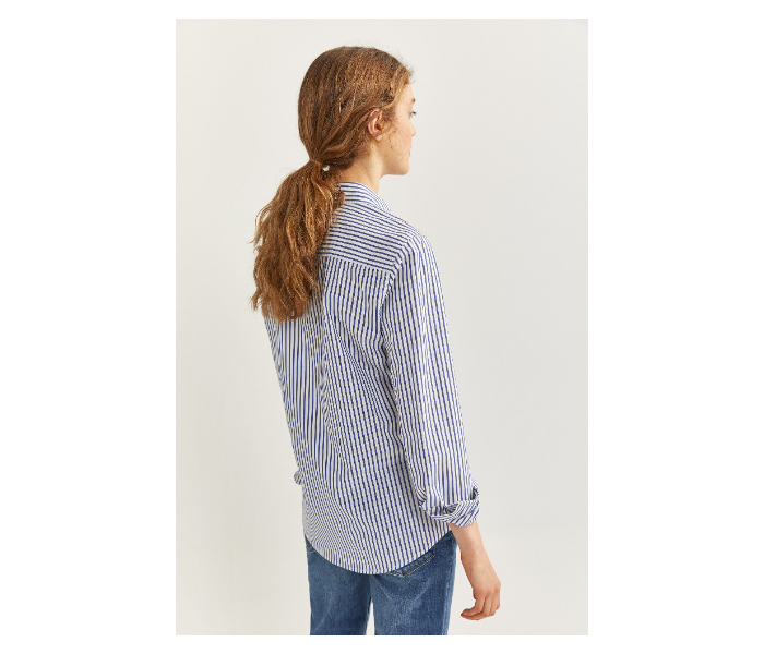 Springfield SS20 Long Sleeve Striped Shirt EU 34 For Women - Blue and White - Zoom Image 4