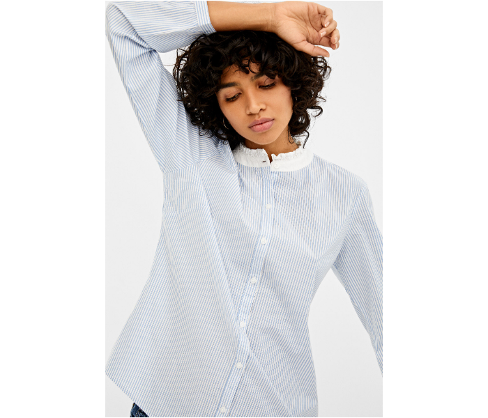 Springfield AW19 Regular Fit Long Sleeve Striped Blouse EU 42 For Women - Light Blue - Zoom Image 1