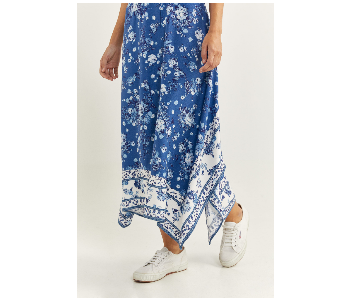 Springfield SS20 Printed Knit Dress EU 44 For Women - Blue and White - Zoom Image 3