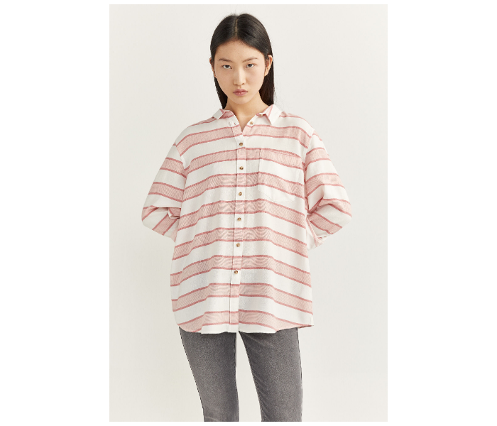 Springfield SS20 Long Sleeve Striped Shirt EU 36 For Women - Coral - Zoom Image 3