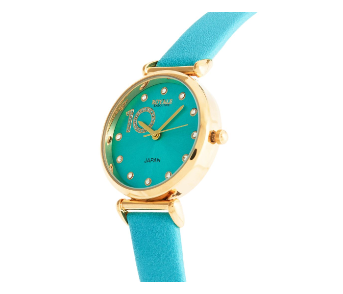 Royale Executive RE020 Leather Analog Wrist Watch For Women - Cyan - Zoom Image 2