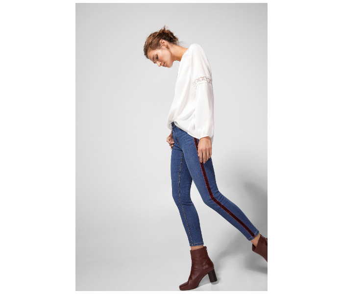 Springfield AW18 Fancy Denim Trouser EU 38 For Women - Blue and Brown - Zoom Image 1