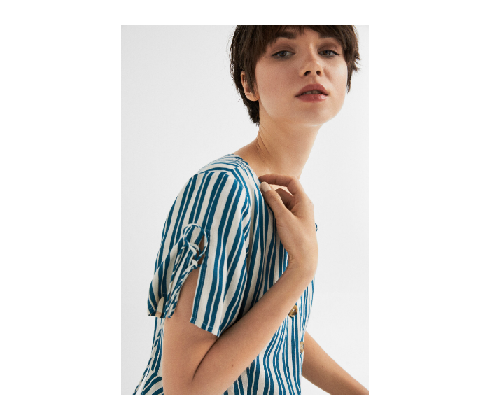 Springfield SS19 Striped Short Sleeve Blouse EU 38 For Women - Green and White - Zoom Image 2