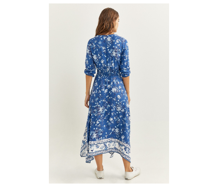 Springfield SS20 Printed Knit Dress EU 44 For Women - Blue and White - Zoom Image 4