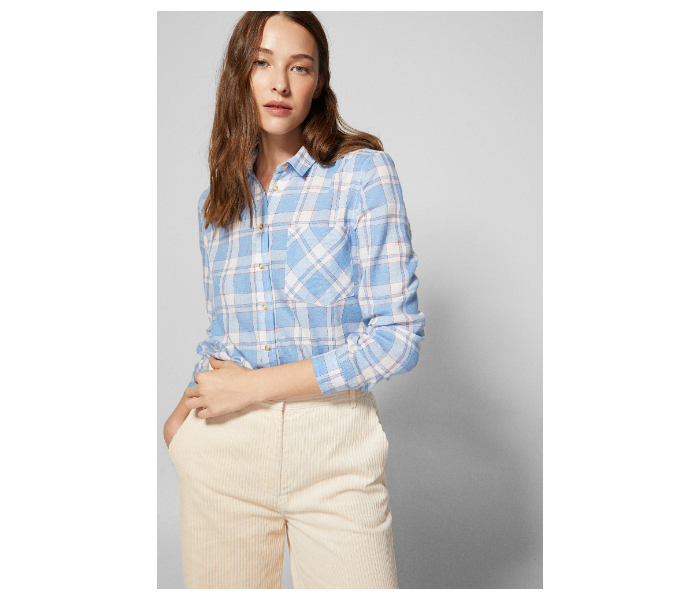 Springfield SS19 Long Sleeve Checked Blouse EU 36 For Women - Blue and White - Zoom Image 1