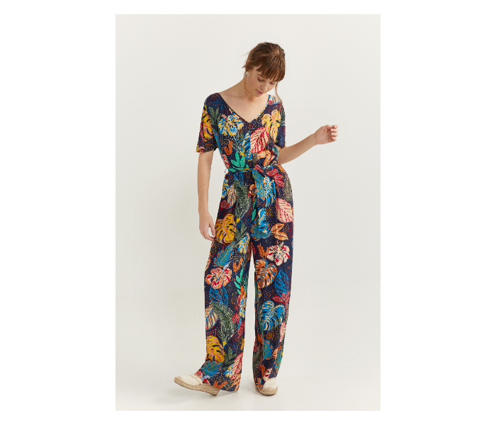 Springfield SS20 Printed Jumpsuit EU 44 For Women - Blue and Yellow - Zoom Image 1