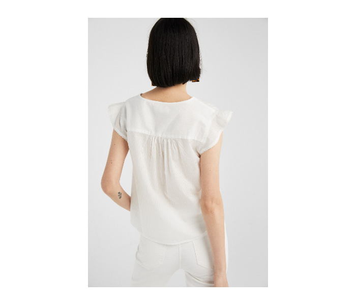 Springfield SS19 Plain Short Sleeve Blouse EU 34 For Women - White - Zoom Image 4