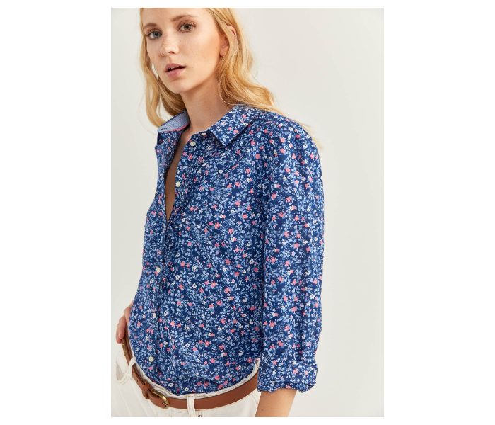 Springfield SS20 Long Sleeve Floral Blouse With Button Closure EU 34 For Women - Blue and Pink - Zoom Image 2