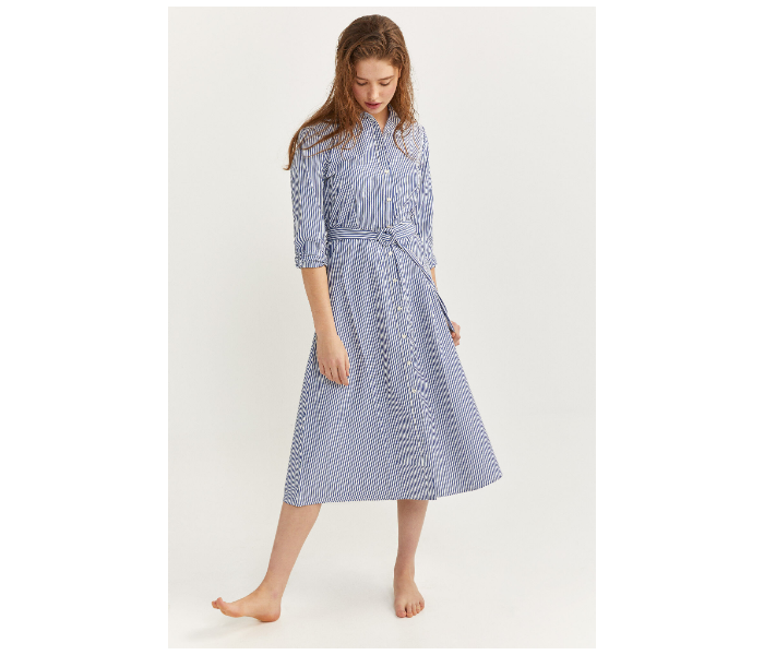 Springfield SS20 Striped Knit Dress With Tie-Up Dress EU 42 For Women - Light Blue - Zoom Image 1