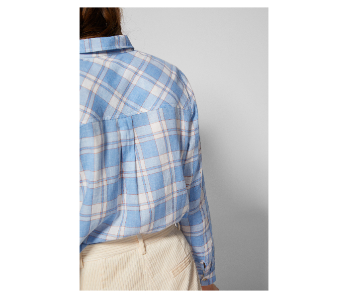 Springfield SS19 Long Sleeve Checked Blouse EU 40 For Women - Blue and White - Zoom Image 4