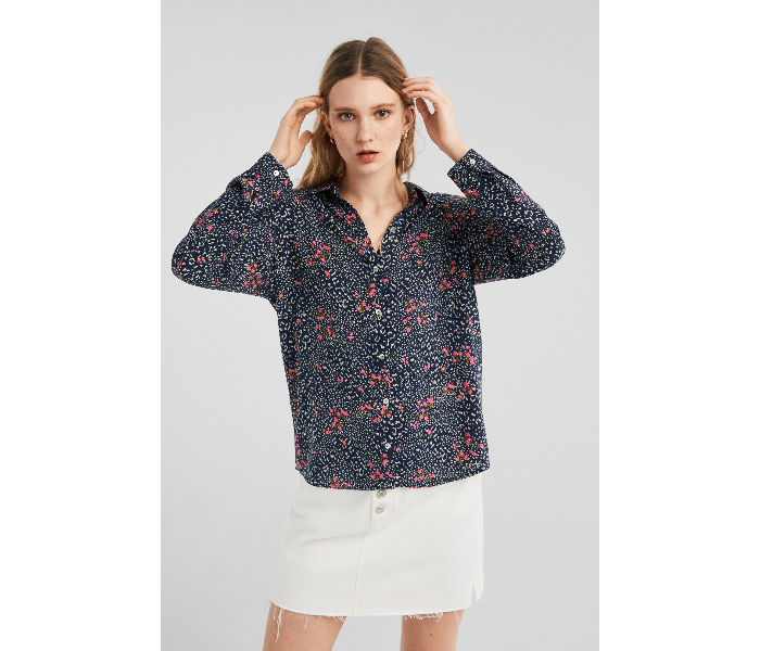 Springfield AW19 Long Sleeve Printed Blouse EU 36 For Women - Blue and Pink - Zoom Image 1