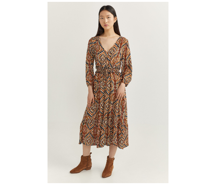 Springfield SS20 Printed Knit Dress EU 42 For Women - Tan - Zoom Image 3