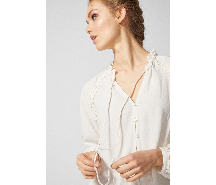 Springfield SS19 Long Sleeve Plain Blouse Small For Women - White - Zoom Image 2