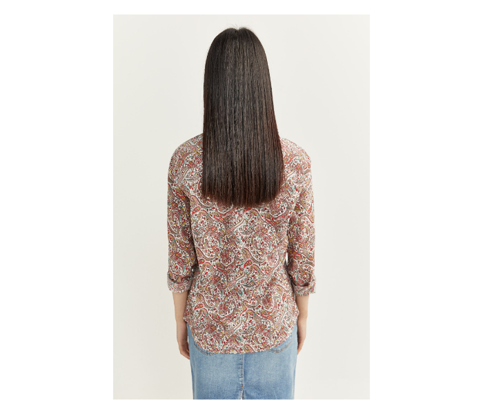 Springfield SS20 Long Sleeve Floral Blouse With Button Closure EU 34 For Women - Brown and Beige - Zoom Image 4