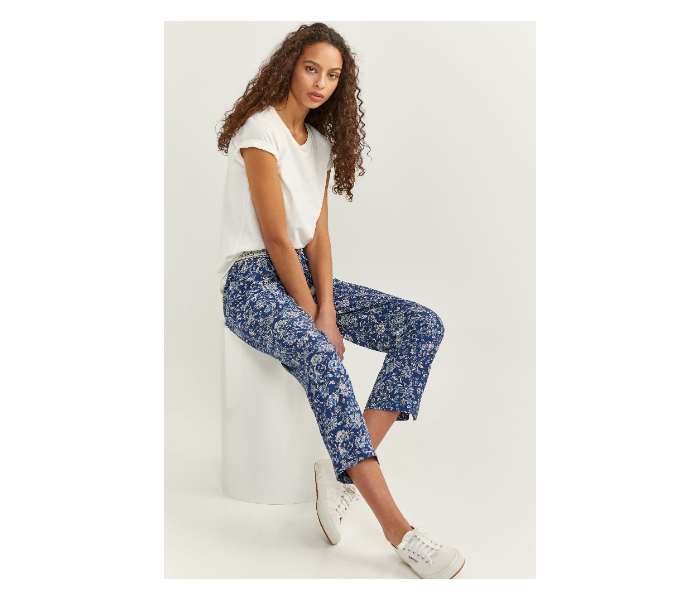 Springfield SS20 Printed Cotton Fancy Pant EU 44 For Women - Blue and White - Zoom Image 2