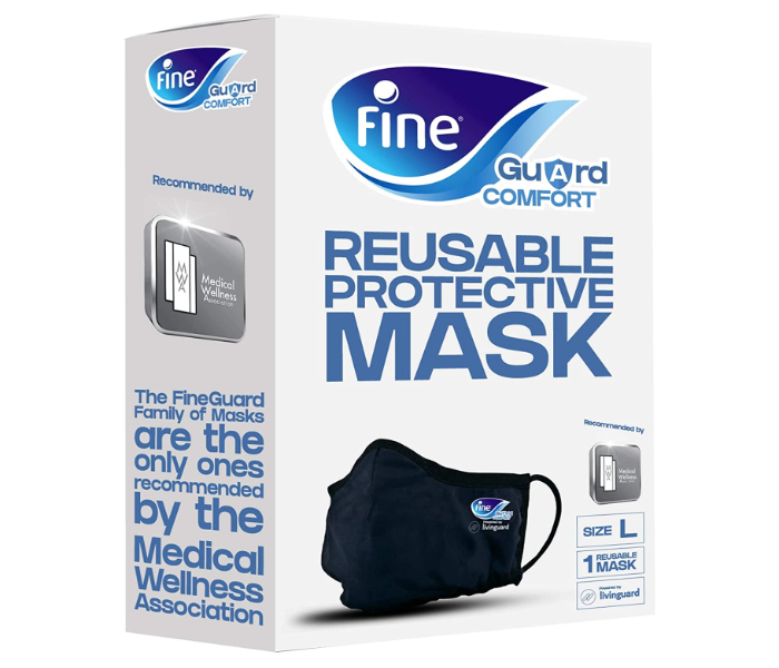 Fine Guard Comfort Fine Guard Large Comfort Adult Face Mask Livinguard Technology - Black Adult Face Mask Livinguard Technology - Black - Zoom Image 1