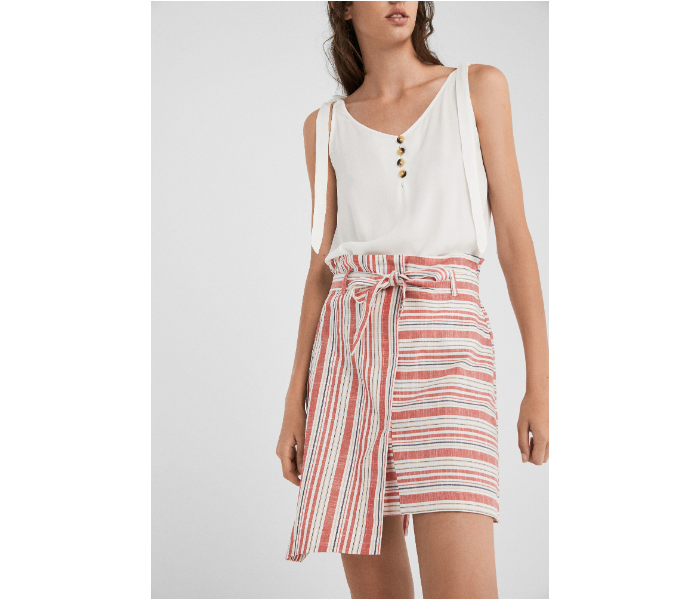 Springfield SS19 Striped Mini Skirt Small For Women - White and Pink - Zoom Image 1