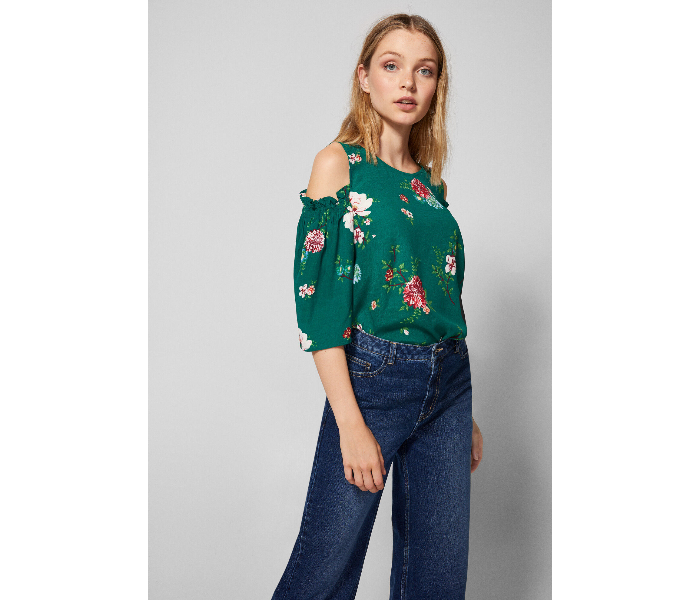 Springfield AW18 Long Sleeve Printed Blouse EU 40 For Women - Green - Zoom Image 3