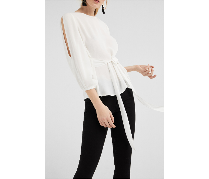 Springfield SS19 Long Sleeve Plain Blouse EU 38 For Women -White - Zoom Image 2