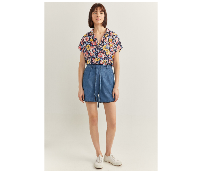 Springfield SS20 Floral Short Sleeve Blouse EU 40 For Women - Blue and Yellow - Zoom Image 2