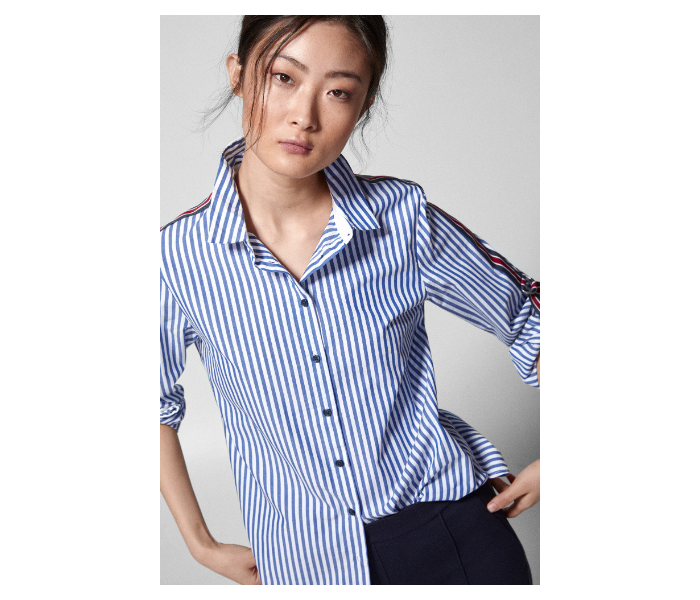 Springfield SS19 Long Sleeve Striped Blouse EU 38 For Women - White and Blue - Zoom Image 3