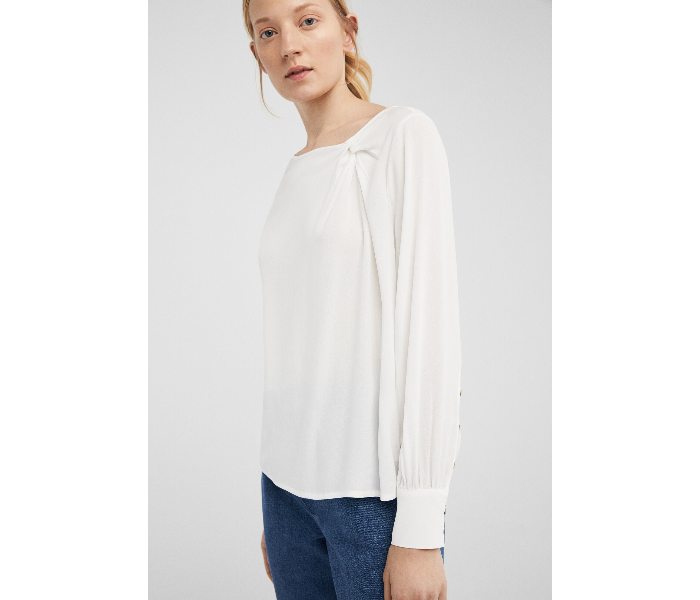 Springfield SS19 Long Sleeve Plain Blouse EU 42 For Women - Cream - Zoom Image 2