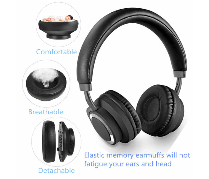 Sodo SD-1005 Bluetooth Headphones On-Ear Wired Wireless Headphones Foldable Bluetooth 5.0 Stereo Headset With Microphone - Black - Zoom Image 2