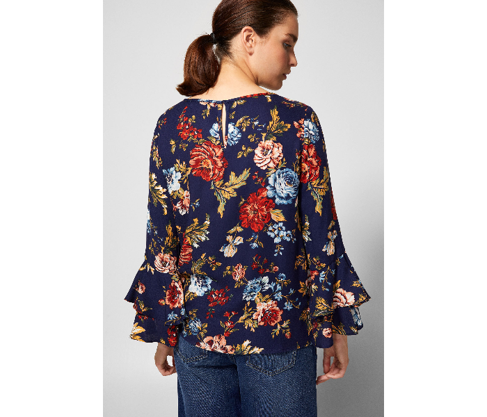 Springfield AW18 Long Sleeve Printed Blouse EU 36 For Women - Dark Blue - Zoom Image 2