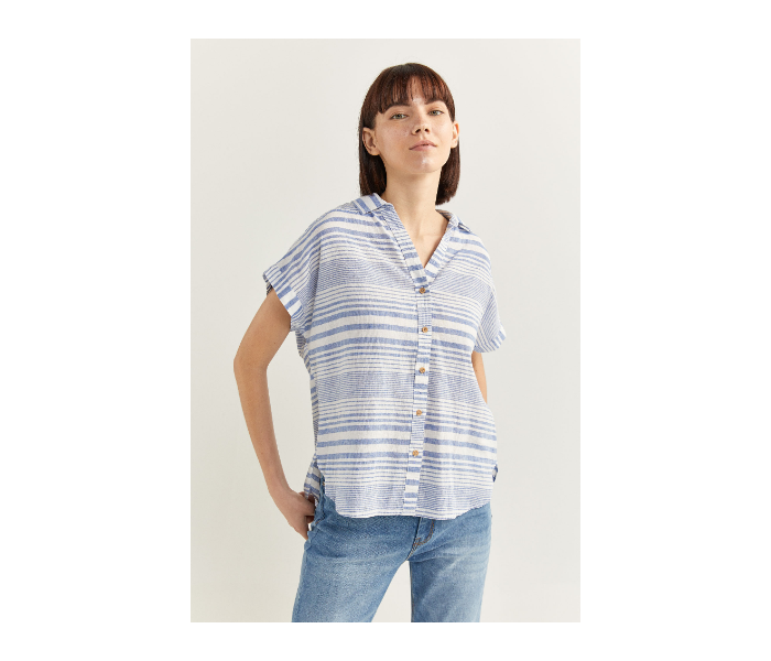 Springfield SS20 Striped Short Sleeve Blouse EU 34 For Women - Medium Blue - Zoom Image 1