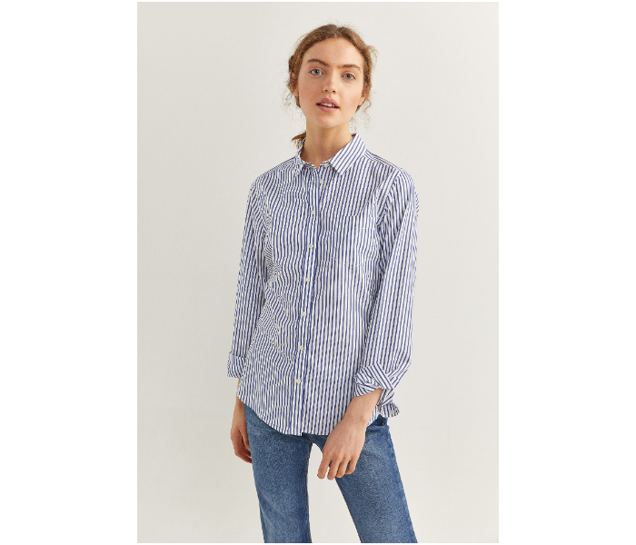 Springfield SS20 Long Sleeve Striped Shirt EU 42 For Women - Blue and White - Zoom Image 3