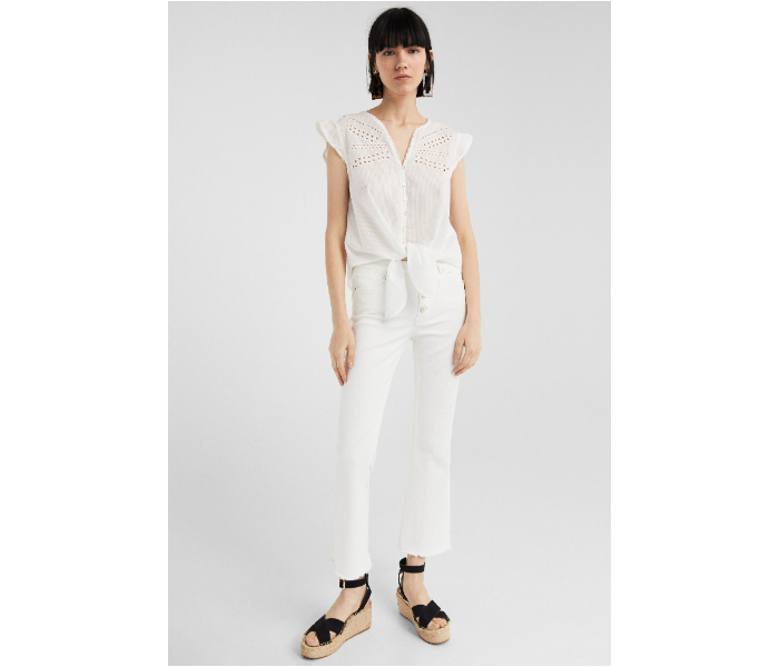 Springfield SS19 Plain Short Sleeve Blouse EU 40 For Women - White - Zoom Image 1