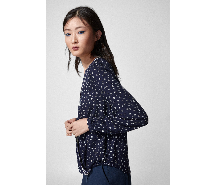 Springfield SS19 Long Sleeve Printed Blouse EU 42 For Women - Dark Blue - Zoom Image 2