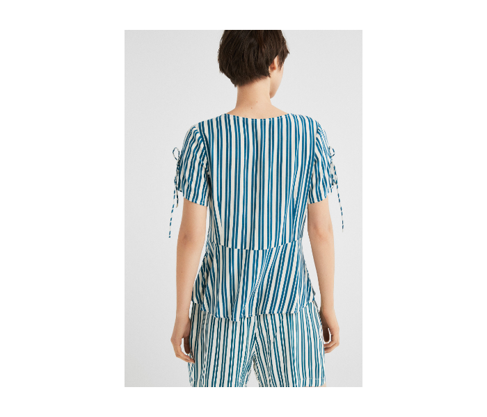 Springfield SS19 Striped Short Sleeve Blouse EU 34 For Women - Green and White - Zoom Image 3