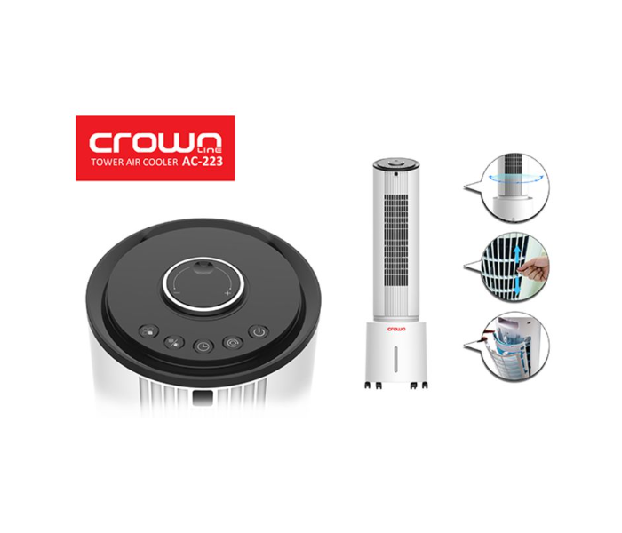 Crownline AC223 4L Tower Air Cooler Machine - White and Black - Zoom Image 2